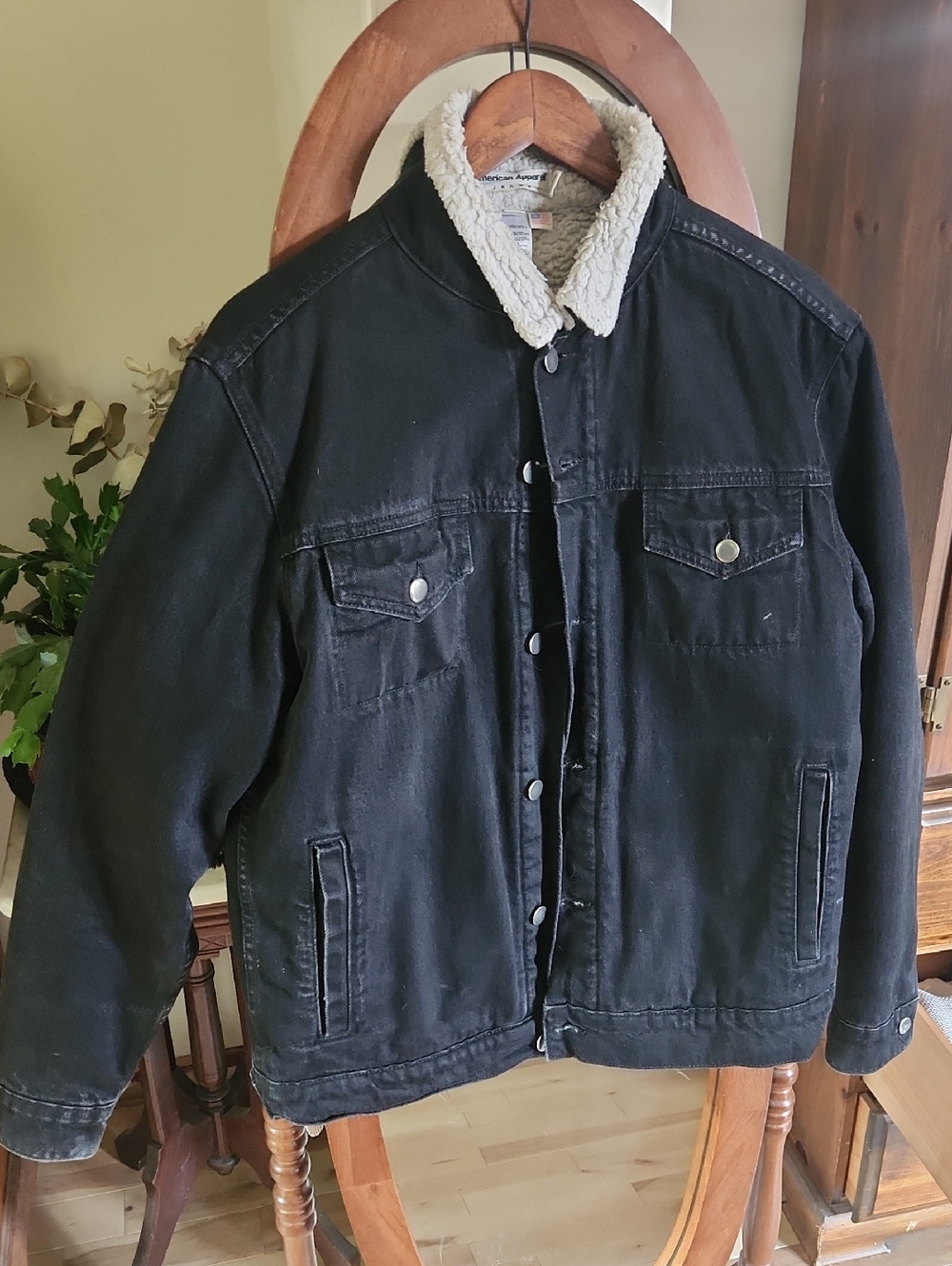 American Apparel Black Sherpa Lined Denim Jacket